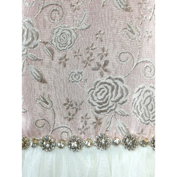 American Princess Girls Dress Size 10 Embroidered Floral Layered Skirt Rhineston - Picture 8 of 12